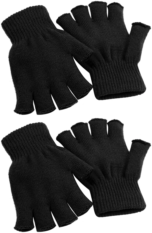 Main image of 2 Pairs Fingerless Gloves for Women Men, Warm Winter Half Finger Gloves