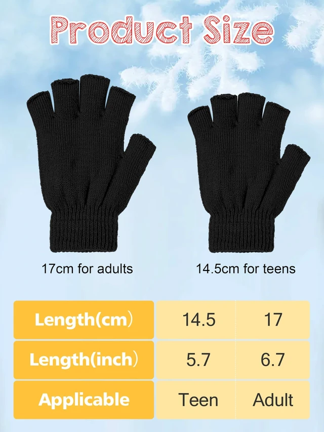 Alt view image 5 of 7 - 2 Pairs Fingerless Gloves for Women Men, Warm Winter Half Finger Gloves