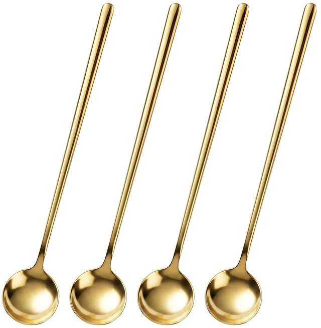 Main image of 4-Pack Gold Coffee Spoons, 6.7 Long Handle Teaspoons