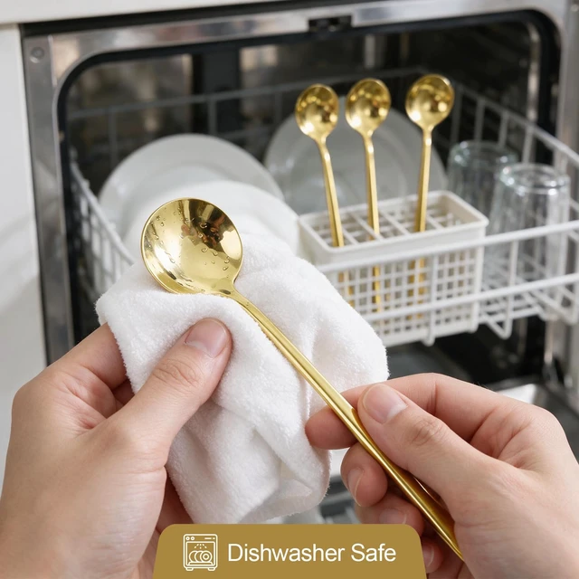 Alt view image 2 of 6 - 4-Pack Gold Coffee Spoons, 6.7 Long Handle Teaspoons