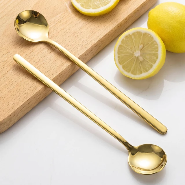 Alt view image 3 of 6 - 4-Pack Gold Coffee Spoons, 6.7 Long Handle Teaspoons