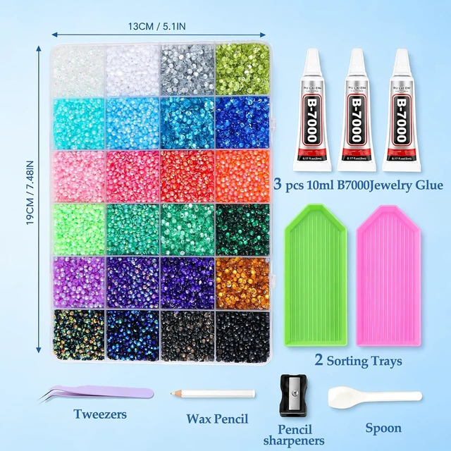 Alt view image 4 of 7 - B-7000 Jewelry Glue (3pack10ml) + Bedazzling Kit (24pack 3mmcolor) B7000 Glue Clear With Precision Tip For Rhinestones, Repair, Crystals Shoes, Jeans, Phone, Wood, Glass, Charms,Nail Art,Gem,Fabric