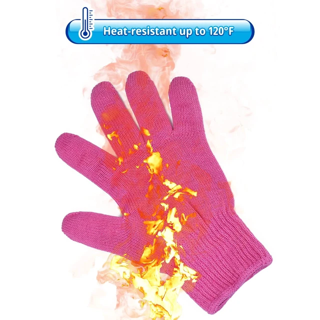 Alt view image 2 of 6 - Professional Heat Resistant Gloves for Hair Styling, Heat Proof Gloves, Heat Protection Gloves for Curling Wand