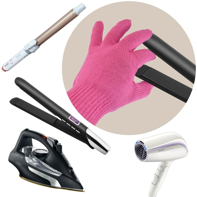 Alt view image 4 of 6 - Professional Heat Resistant Gloves for Hair Styling, Heat Proof Gloves, Heat Protection Gloves for Curling Wand