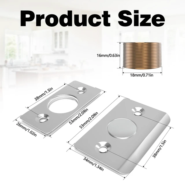 Alt view image 6 of 7 - Tonitrui Upgraded Strong Magnetic Door Catch, Replacement for Traditional Door Ball Catch, Quite & Easy to Install, Use for Top of Door, Closet Door, 2 Pack, Silver