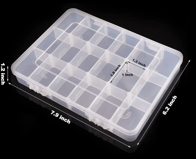 Alt view image 5 of 6 - Exptolii 18 Grids Plastic Organizer Box with Dividers, Clear Compartment Container Storage for Beads Crafts Jewelry Fishing Tackles, Size 7.9 x 6.2 x 1.2 in