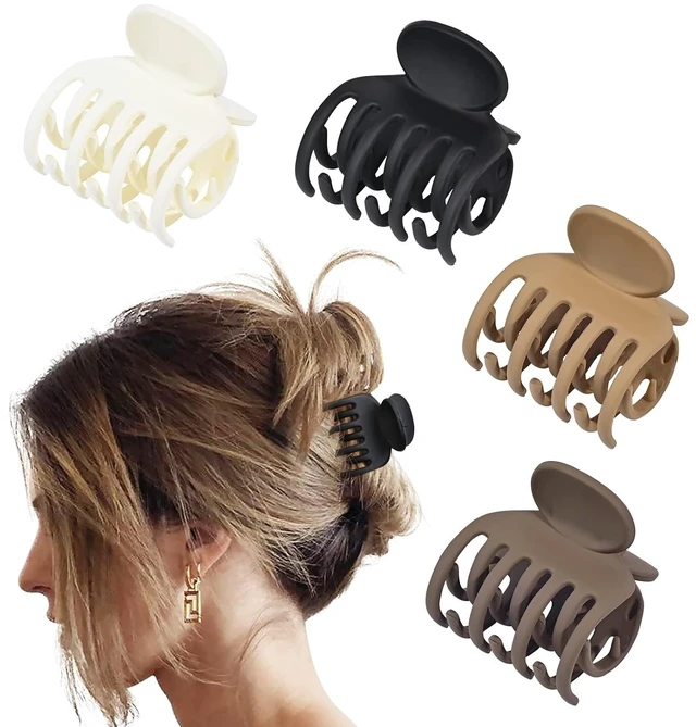 Main image of DEEKA Double Row Teeth Hair Clips Small Claw Clips for Thin Hair 4 Pack 1.6" Medium Matte Non-slip Short Hair Accessories for Women and Girls