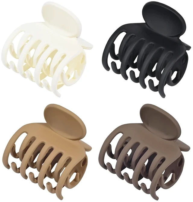 Alt view image 3 of 7 - DEEKA Double Row Teeth Hair Clips Small Claw Clips for Thin Hair 4 Pack 1.6" Medium Matte Non-slip Short Hair Accessories for Women and Girls