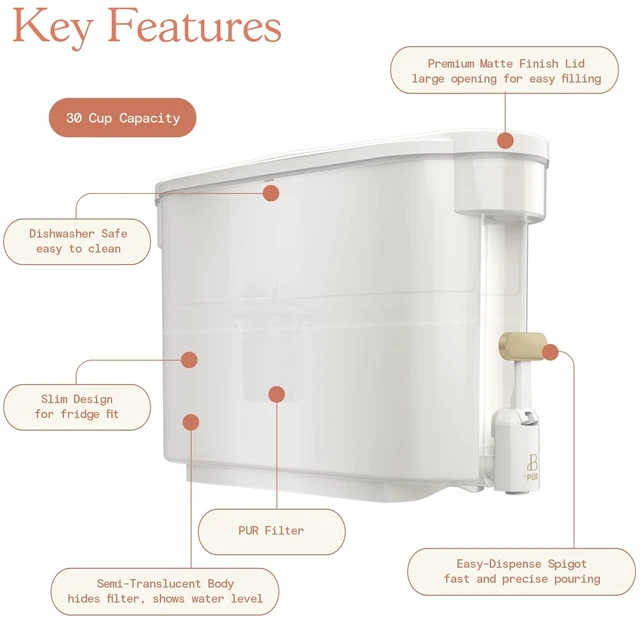 Alt view image 5 of 6 - Beautiful by PUR 30 Cup Dispenser Pitcher Water Filtration System, White Icing (PDS1820W)