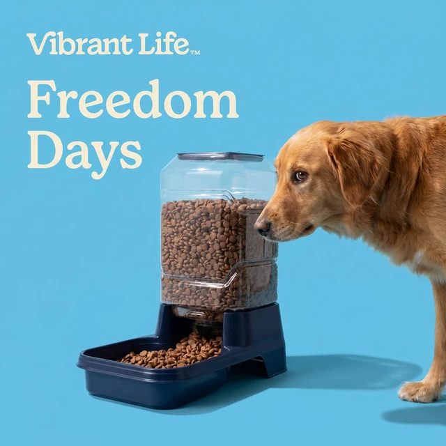 Alt view image 6 of 6 - Vibrant Life 10 lb Gravity Feeder for Large Pets, Navy