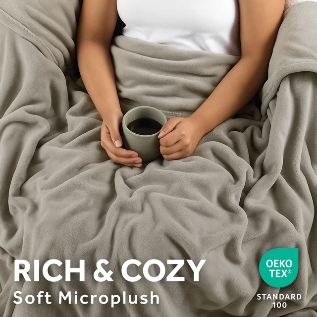 Alt view image 4 of 5 - Sunbeam Heated Electric Microplush Throw Blanket, Light Gray, 4 Heat Settings, 50 x 70 in