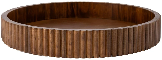 Main image of Better Homes & Gardens Ribbed Wood Decorative Tray, Walnut, 16.4 in