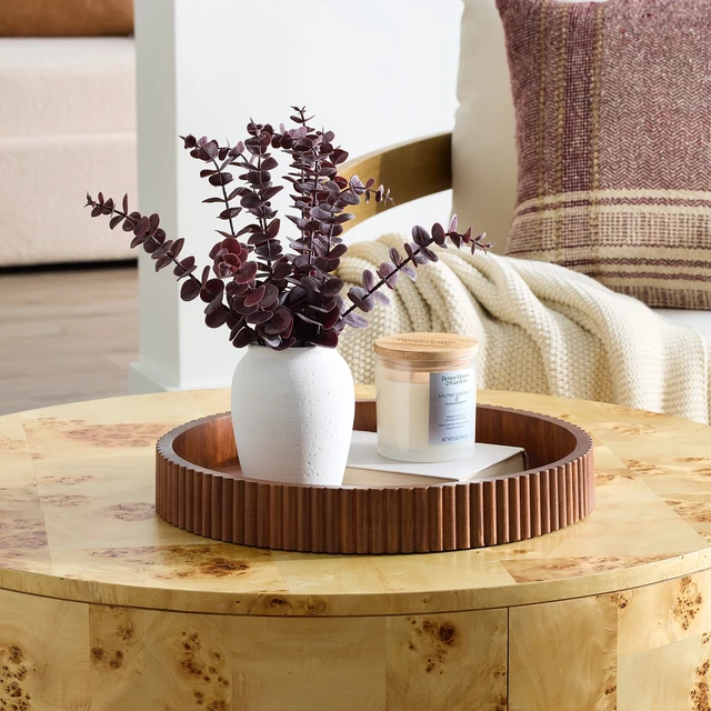 Alt view image 6 of 7 - Better Homes & Gardens Ribbed Wood Decorative Tray, Walnut, 16.4 in