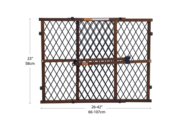 Alt view image 7 of 7 - Parent's Choice Brown Farmhouse Safety Baby Wooden Gate for Aged 6 to 24 Months