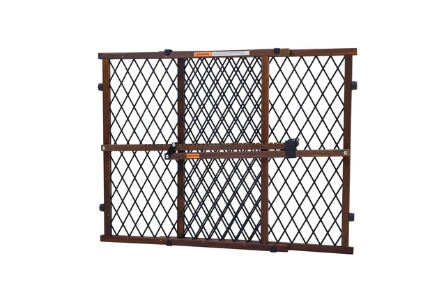 Alt view image 2 of 7 - Parent's Choice Brown Farmhouse Safety Baby Wooden Gate for Aged 6 to 24 Months