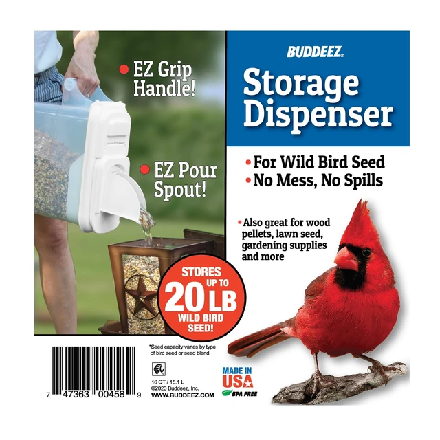 Alt view image 6 of 7 - Buddeez 16 QT. Bird Seed Storage Dispenser