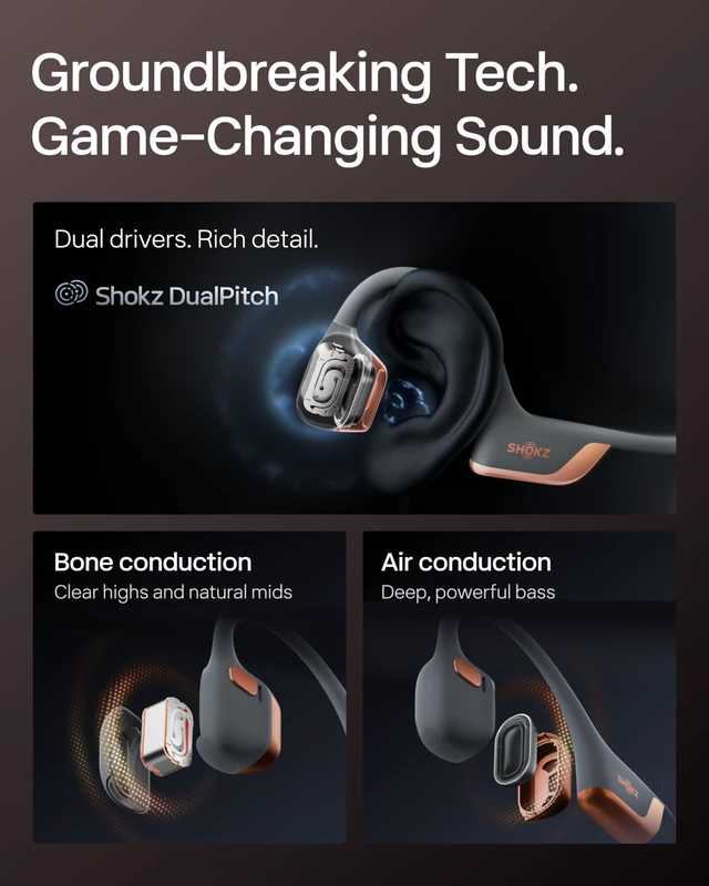 Alt view image 4 of 7 - OpenRun Pro 2 Mini Bone Conduction Headphone, Rose Gold, Free Gym Bag Claim free Gym Bag Exclusive Color; DualPitch premium soundSmart Mic; IP55; 12H battery; Running/Cycling/Hiking