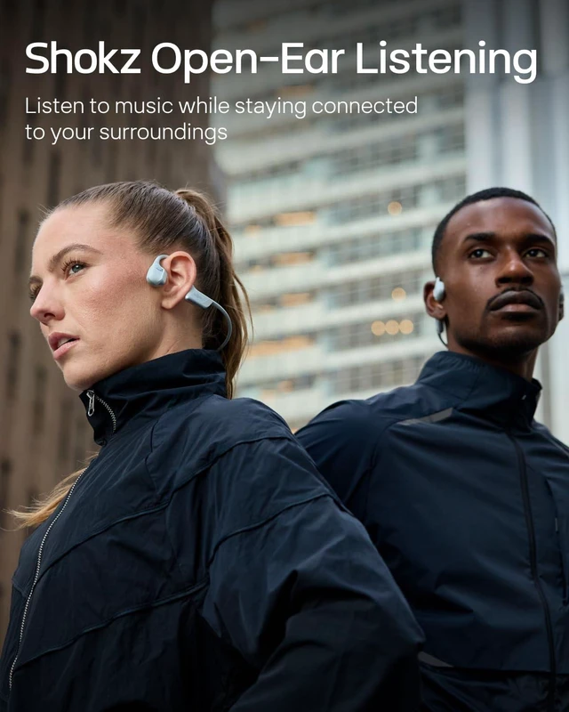 Alt view image 5 of 7 - OpenRun Pro 2 Mini Bone Conduction Bluetooth Sport Headphones, Silver Bundle with Reflective StripDualPitch premium soundOpen ear awareness; Smart Mic; IP55; 12H battery; Running/Cycling/Hiking
