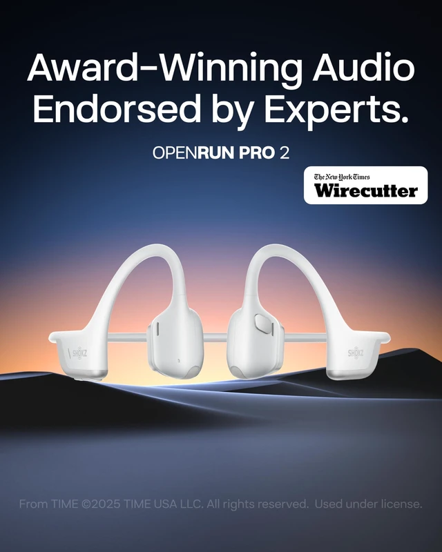 Alt view image 2 of 7 - OpenRun Pro 2 Mini Bone Conduction Bluetooth Sport Headphones, Silver Bundle with Reflective StripDualPitch premium soundOpen ear awareness; Smart Mic; IP55; 12H battery; Running/Cycling/Hiking