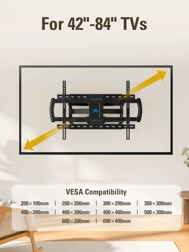 Alt view image 7 of 7 - TV Wall Mount for Most 42-84 Inch TVs, Full Motion TV Mount UL Listed Premium TV Bracket with Articulating Arms, Max VESA 600x400mm and 100LBS, Fits 16", 18", 24" Studs, MD2296-24K