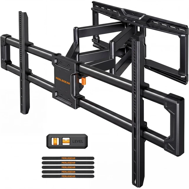 Main image of Large Full Motion TV Wall Mount for 55120 inch TVs up to 220 lbs 20% thicker heavy-duty steel, pre-assembled tv mount, tool-free tilt, swivel, extend, fits 16"/24" studs, max VESA 900x600mm