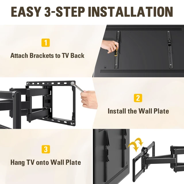 Alt view image 7 of 7 - Full Motion TV Wall Mount for 42-90 Inch TV up to 154lbs TV Bracket with Swivel and Tilt, Articulating Dual Arms, Fits 16inch Studs, Max VESA 600X400 mm, MD2617