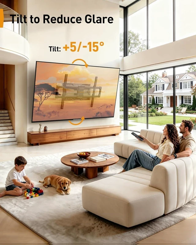 Alt view image 5 of 7 - Large Full Motion TV Wall Mount for 55120 inch TVs up to 220 lbs 20% thicker heavy-duty steel, pre-assembled tv mount, tool-free tilt, swivel, extend, fits 16"/24" studs, max VESA 900x600mm