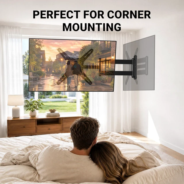 Alt view image 6 of 7 - 30" Long Arm TV Wall Mount for 3265" TVs, Max VESA 400x400mm Full Motion TV Mount with Swivel, Tilt & Solid Wall Plate, Wall Mount TV Bracket for Multi-Area Viewing, Holds to 99 lbs