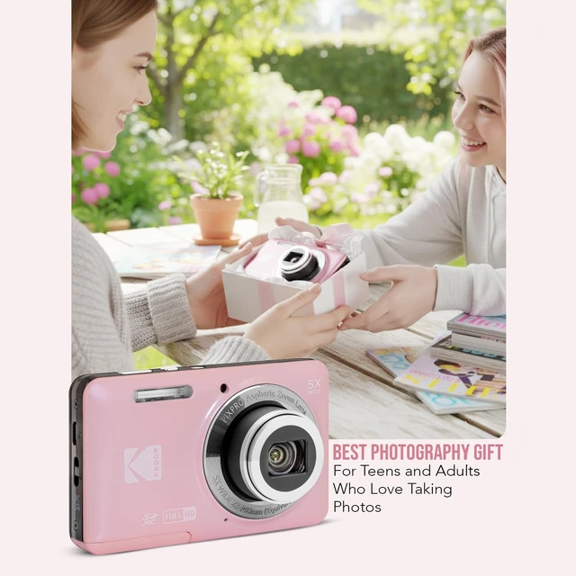 Alt view image 7 of 7 - PixPro Friendly Zoom FZ55 16MP 1080p Full HD Camera (Pastel Pink) 5X Optical Vlogging