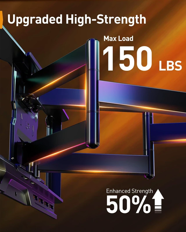 Alt view image 5 of 7 - Full Motion TV Wall Mount with LED Light for 4990 inch TVs Max VESA 600x400mm, Backlit TV Mount with Music Sync, Pre-Assembled, extension, swivel, tilt, 150 lbs capacity