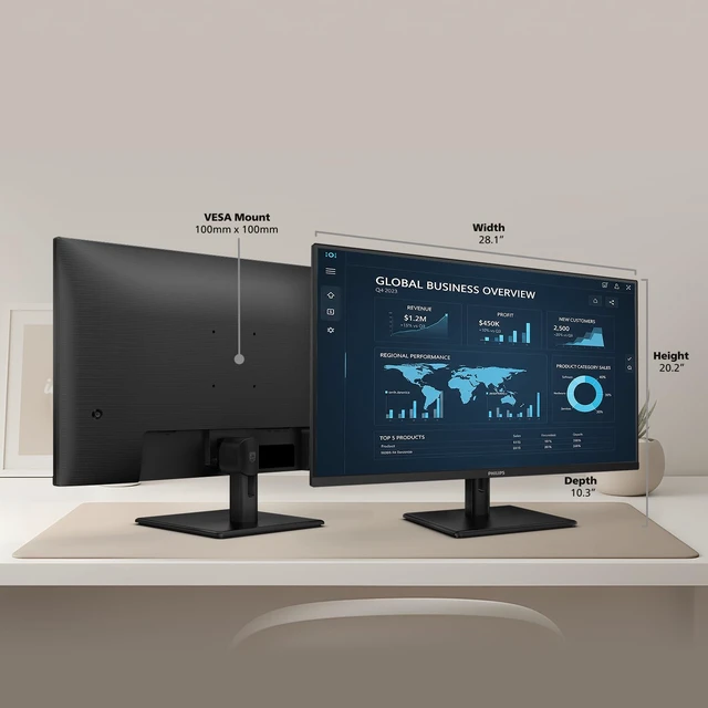 Alt view image 6 of 7 - 32 Inch Computer Monitor FHD 100Hz VA, 32E1N1100L 1920×1080 LED Monitor, 1ms MPRT, HDMI 1.4, VGA, VESA, Adaptive Sync, Flicker-Free, 4yr Advance Replacement