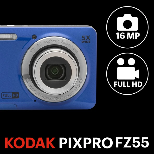 Alt view image 3 of 7 - PIXPRO FZ55 16MP Compact Digital Camera, 5X Optical Zoom, Blue 1080p Full HD Video, 28mm Wide Angle Lens, 2.7 Inch LCD, Point and Shoot, Vlogging Camera, Li-Ion Battery