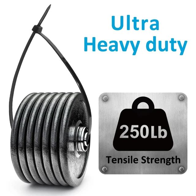 Alt view image 4 of 7 - Large Zip Ties 36 inch (250 Pack), Long Zip Ties Heavy Duty with 250 lb Tensile Strength, Big Cable Ties, Black, by