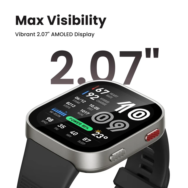 Alt view image 2 of 7 - Bip Max Smart Watch, 2.07" AMOLED Display, GPS, iOS/Android 50mm, 20-Day Battery, Water-Resistant, 4GB Storage, Offline Maps, Fitness Tracker, Hybrid Training, 150+ Sports, HYROX Mode