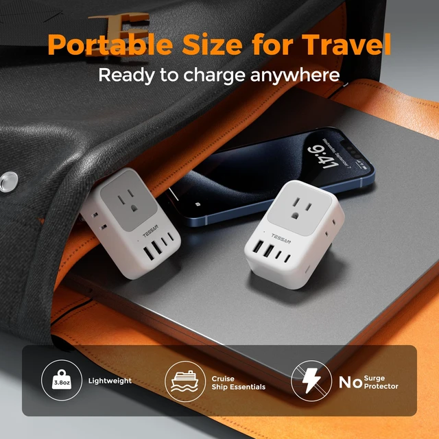 Alt view image 5 of 6 - European Travel Plug Adapter, Type C EU Plug, PD 28W 4 AC Outlets & 5 USB Ports (3 USB-C), Type C Power Adapter for Italy France Germany Spain Greece Iceland