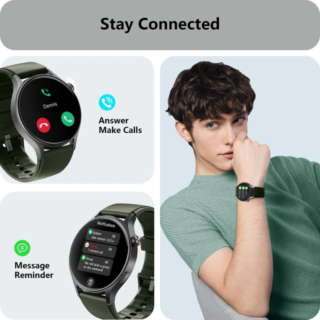 Alt view image 4 of 7 - Smart Watch for Men Women, Answer/Make Call, AMOLED Ultra-Clear Screen Activity Trackers with Heart Rate/Sleep/Step Monitor, Smartwatch for iPhone/Samsung/Android, 110+ Sport Modes, 3ATM Waterproof