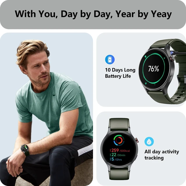 Alt view image 3 of 7 - Smart Watch for Men Women, Answer/Make Call, AMOLED Ultra-Clear Screen Activity Trackers with Heart Rate/Sleep/Step Monitor, Smartwatch for iPhone/Samsung/Android, 110+ Sport Modes, 3ATM Waterproof