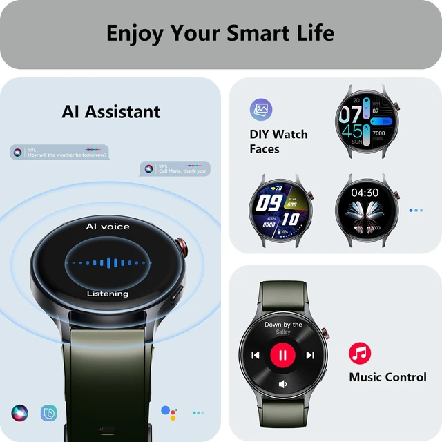 Alt view image 6 of 7 - Smart Watch for Men Women, Answer/Make Call, AMOLED Ultra-Clear Screen Activity Trackers with Heart Rate/Sleep/Step Monitor, Smartwatch for iPhone/Samsung/Android, 110+ Sport Modes, 3ATM Waterproof
