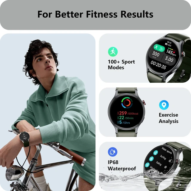 Alt view image 5 of 7 - Smart Watch for Men Women, Answer/Make Call, AMOLED Ultra-Clear Screen Activity Trackers with Heart Rate/Sleep/Step Monitor, Smartwatch for iPhone/Samsung/Android, 110+ Sport Modes, 3ATM Waterproof