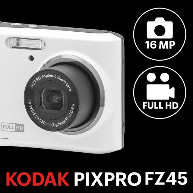 Alt view image 2 of 7 - PIXPRO FZ45 16MP Compact Digital Camera, 4X Optical Zoom, AA, White 1080p Full HD Video, 27mm Wide Angle Lens, 2.7 Inch LCD, Point and Shoot, Digicam, Travel and Family Photos
