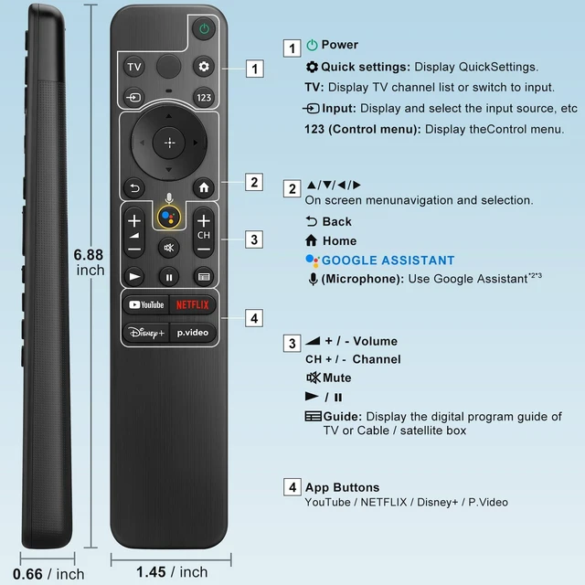 Alt view image 7 of 7 - Replacement Remote for Sony TV & Bravia Smart TV Remote Control with Voice, ABS material, Ergonomic, Universal Remote for Sony Bravia XR 4K Series Smart Google TV RMF-TX520U RMT-TX810U