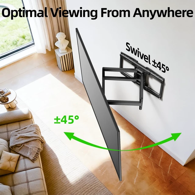 Alt view image 3 of 7 - 8" Sliding Design/Heavy Duty Full Motion TV Wall Mount for 32-120" TVs, Ultra-Large Dual Arm Mount for 16/18/24" Studs with Swivel,Tilt&Level/Preassembled, Max VESA 900x600 up to 165lbs