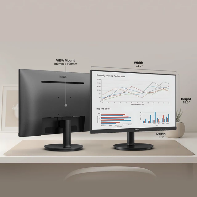 Alt view image 6 of 7 - 27" Computer Monitor FHD 100Hz VA VESA Eye Care, 271V8LB 1920×1080 LED Monitor, 4ms GtG, HDMI 1.4, VGA, Adaptive Sync, Flicker-Free, Low Blue Light, 4yr Advance Replacement