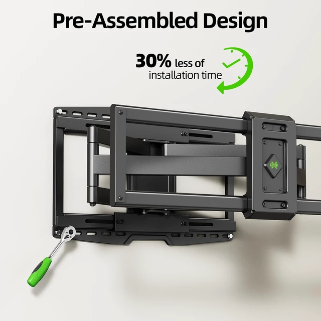 Alt view image 6 of 7 - 8" Sliding Design/Heavy Duty Full Motion TV Wall Mount for 32-120" TVs, Ultra-Large Dual Arm Mount for 16/18/24" Studs with Swivel,Tilt&Level/Preassembled, Max VESA 900x600 up to 165lbs