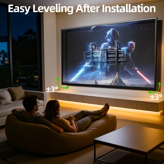 Alt view image 7 of 7 - 8" Sliding Design/Heavy Duty Full Motion TV Wall Mount for 32-120" TVs, Ultra-Large Dual Arm Mount for 16/18/24" Studs with Swivel,Tilt&Level/Preassembled, Max VESA 900x600 up to 165lbs