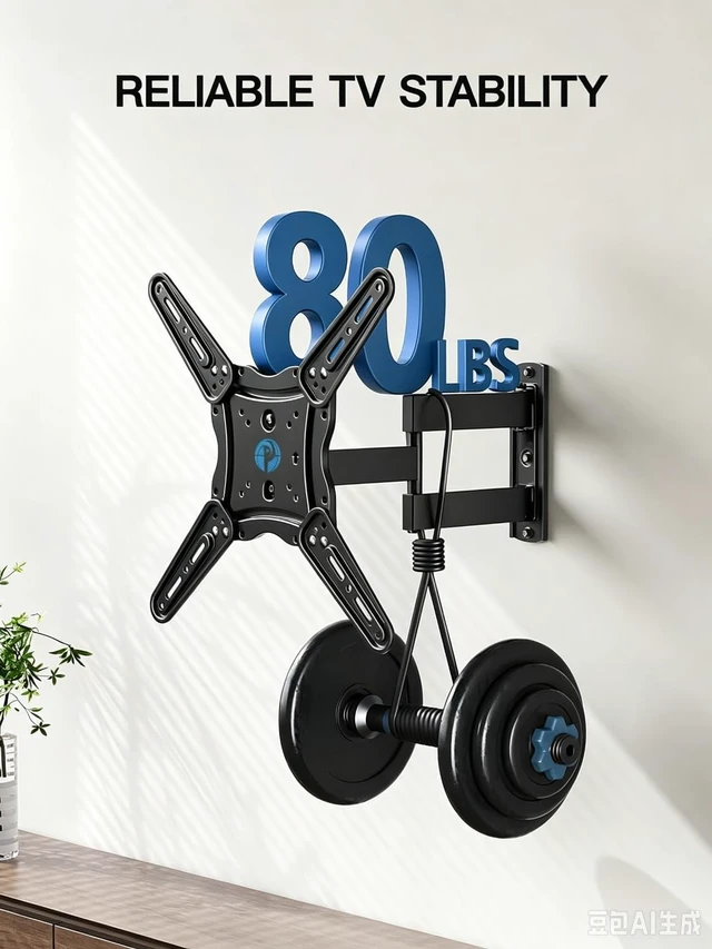 Alt view image 5 of 6 - Full Motion TV Wall Mount for 2665 inch TVs up to 80 lbs Max VESA 400x400mm, TV Mount Bracket with Articulating Arms, Extension, Tilt, Swivel, Leveling, Reinforced Steel Structure