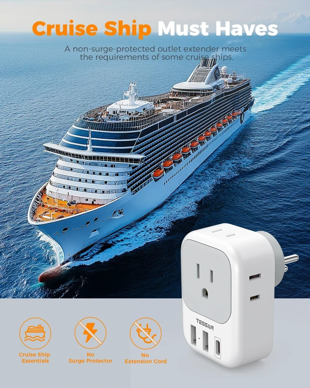 Alt view image 7 of 7 - Israel Adapter Plug, 2 Pack, Type H Travel Adaptor US to Israel Power Adapter, 3 USB Ports (1 USB C Port), 4 American Outlets, Type H Travel Adaptor for USA to Jerusalem