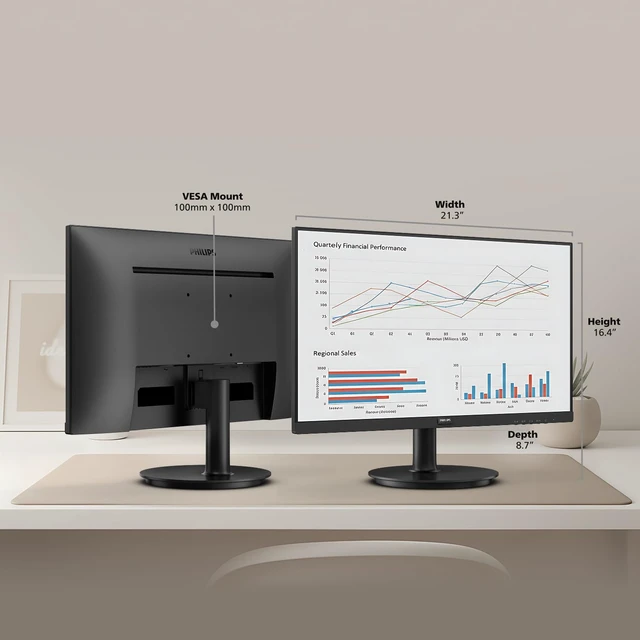 Alt view image 7 of 7 - 24 Inch Computer Monitor FHD 100Hz VA VESA Flicker-Free, 241V8LB 1920×1080 LED Monitor, 4ms GtG, Adaptive Sync, HDMI 1.4, Tilt Adjust, Low Blue Light, 4yr Advance Replacement