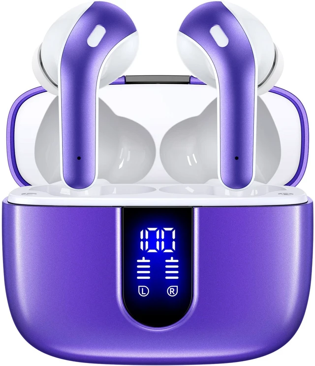 Main image of Bluetooth Headphones True Wireless Earbuds 60H Playback LED Power Display Earphones with Wireless Charging Case IPX5 Waterproof in-Ear Ear buds with Mic for TV Smart Phone Laptop Computer Sports