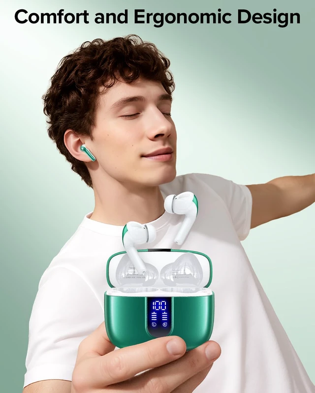 Alt view image 2 of 7 - Bluetooth Headphones True Wireless Earbuds 60H Playback LED Power Display Earphones with Wireless Charging Case IPX5 Waterproof in-Ear Ear buds with Mic for TV Smart Phone Laptop Computer Sports
